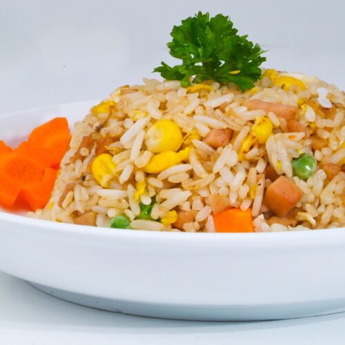 fried rice in a white bowl