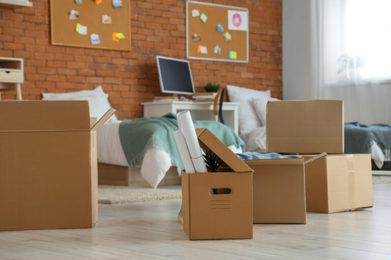 Boxes in living room